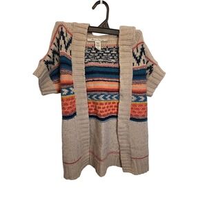 American Rag Womens Southwestern Fair Isle Hooded Open Front Cardigan Sweater S